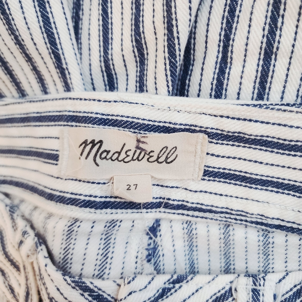 MADEWELL Emmett Wide-Leg Crop Pants in Stripe: Button-Front SZ 27 - Picture 13 of 15